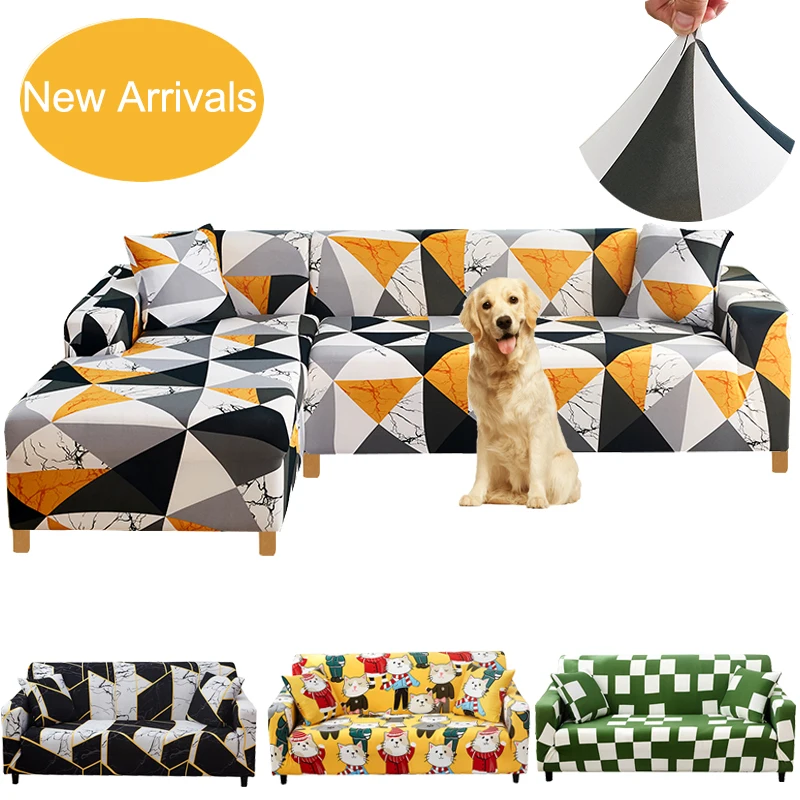 Sofa Covers For Living Room Corner Sofa Cover Stretch Geometric Pattern Sofa Slipcover Set Elastic 1/2/3/4 Seater Universal
