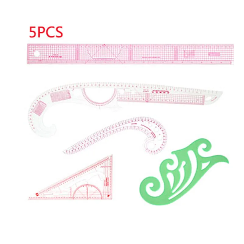 5pcs set Французский кривой швейный набор швейная линейка многофункциональные швейные инструменты режущая линейка образец одежды Метрическая метровая ручка - Цвет: 5pcs set