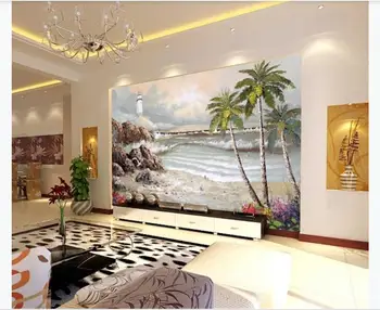 

Rising Sun Dongsheng Tower Seaside Landscape Oil Painting 3D Wall Mural Sofe TV Background Wall