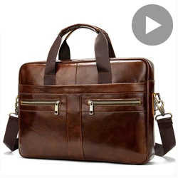 Genuine Leather Business Messenger Women Men Bag Tote Briefcase For Documents A4 Shoulder Handbag Male Female Laptop Brief Case
