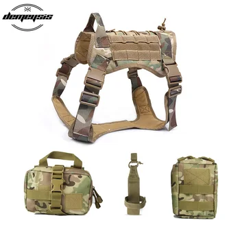 

Tactical Service Dog Vest Camouflage Hunting Molle K9 Police Dog Harness with Pouches Water Bottle Carrier Bag