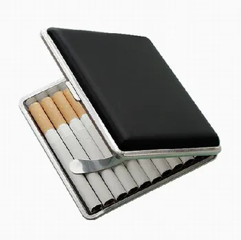 

Portable Practical Classic Simplicity Male Automatic Cigarette Case 20 Pcs Leather Ashtray Metal Clip for Man Gifts Somking