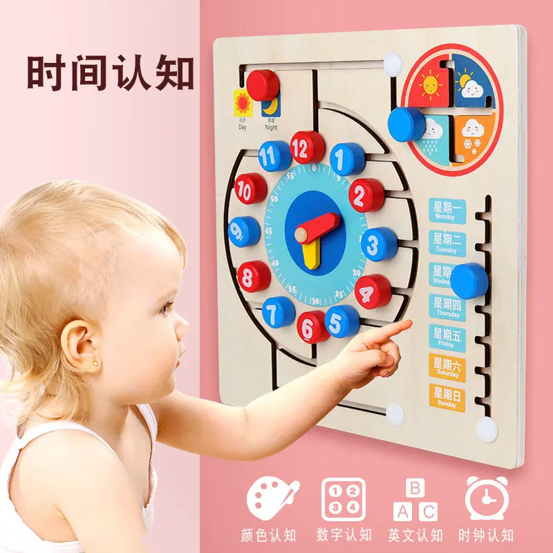 

Teaching Clock with Numbers Matching Time Moving Position Educational Toy Wooden Clocks Teaching Aids Children Early Childhood C