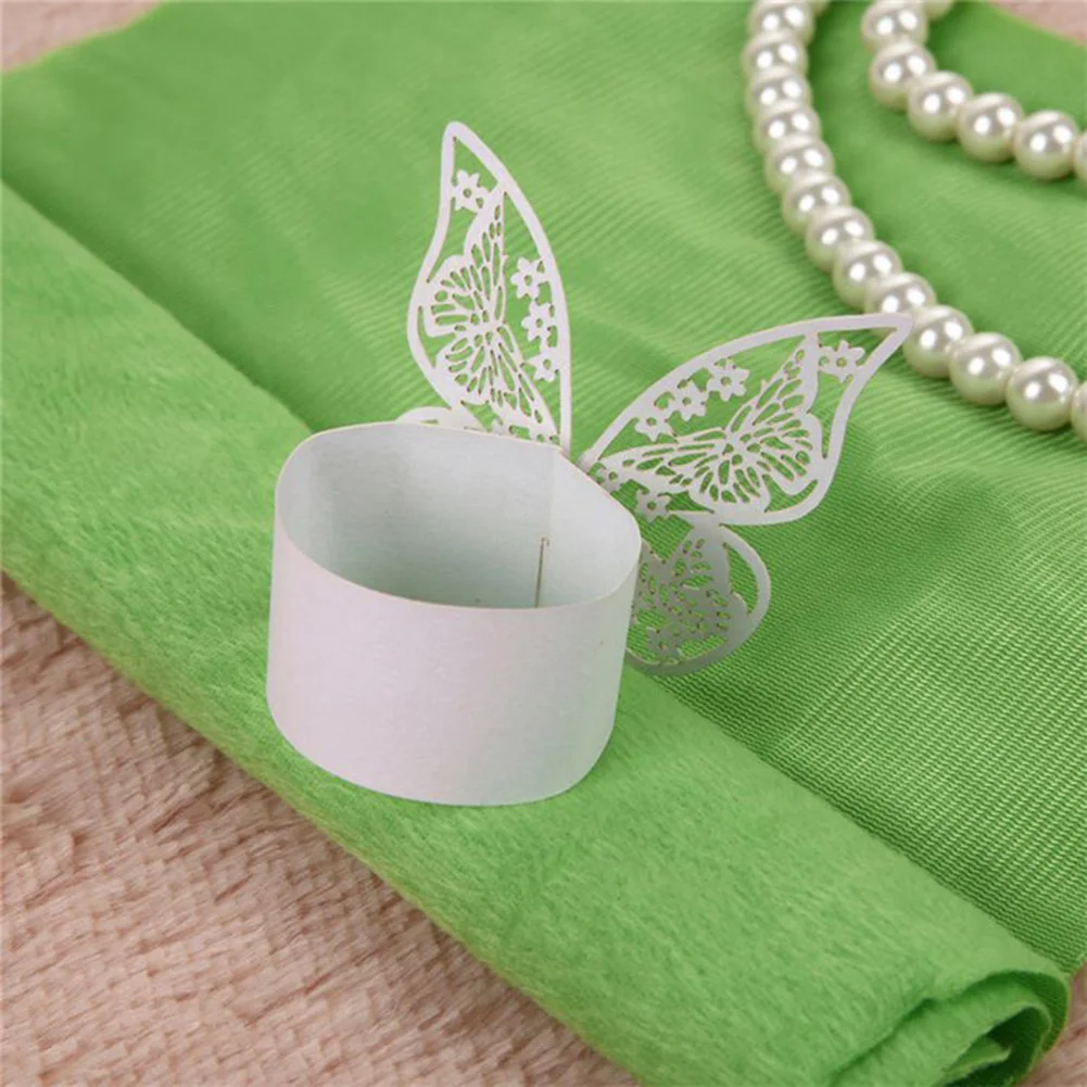 20Pcs Paper Napkin Ring Butterfly Design Paper Holder Wedding Banquet Dinner Table Decoration Napkin Rings Home Decor