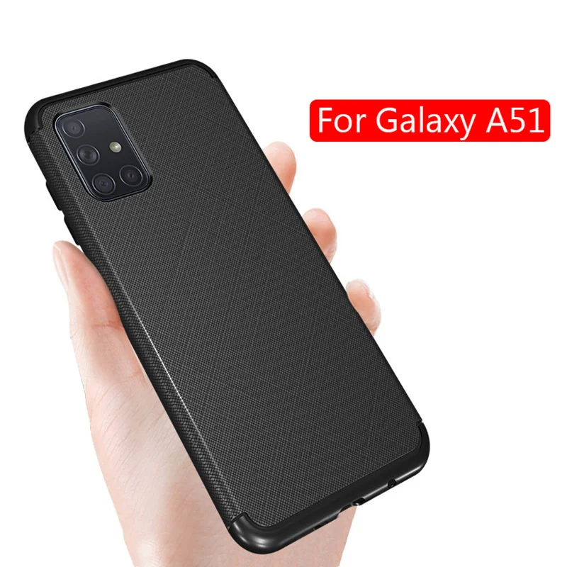 Lainergie Case For Samsung Galaxy A51 Luxury Business Shockproof Carbon Fiber Cover A71 Phone Shell |