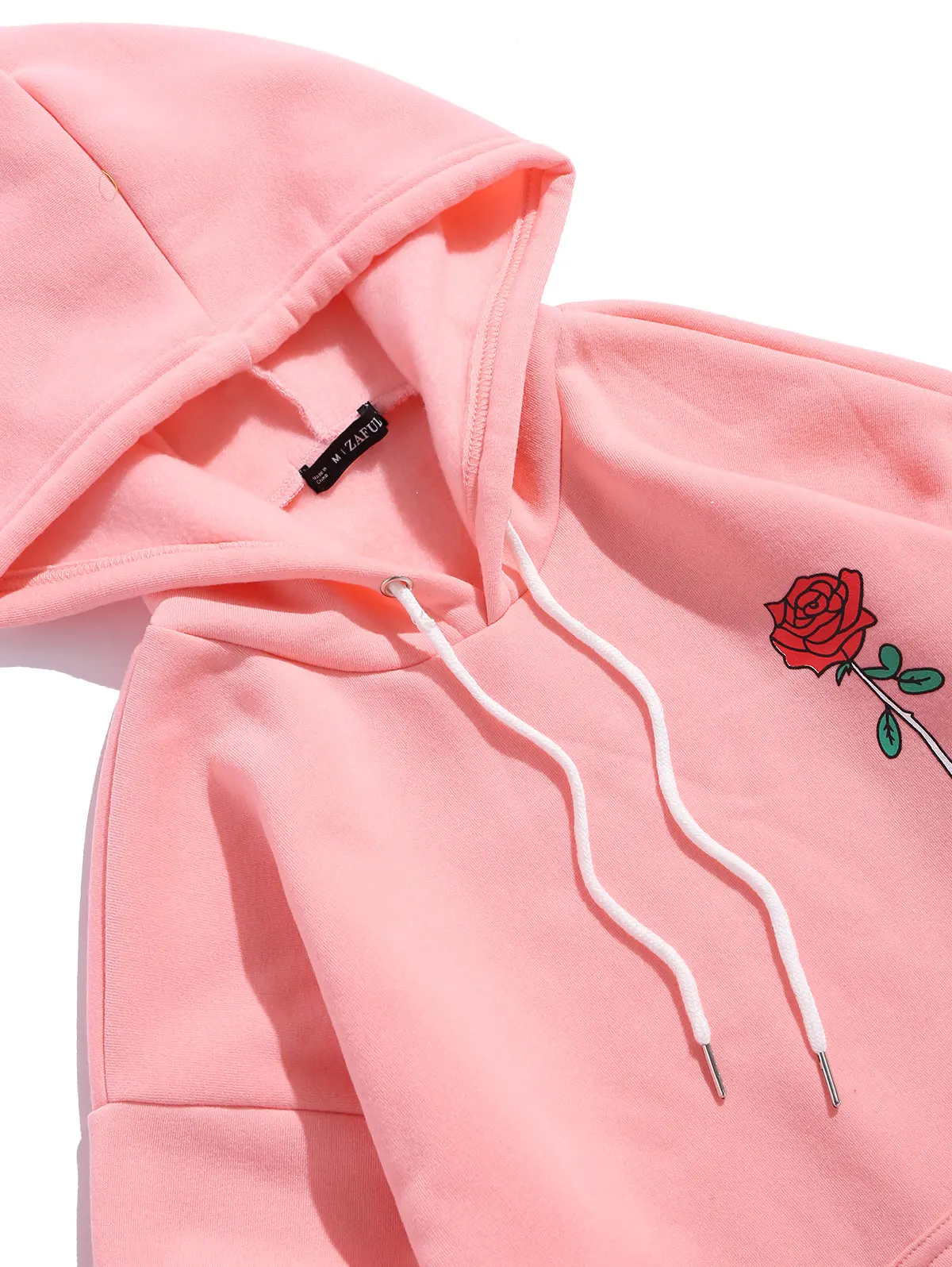 ZAFUL Rose Letter Graphic Fleece Pullover Hoodie Full Sleeves Flower Letter Printed Casual Sweatshirts Autumn Outdoor Wearing