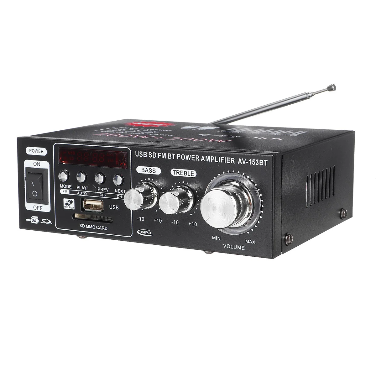 Audew Автомобильные усилители 400 Вт bluetooth аудио цифровой стереоусилитель HIFI USB FM SD Home 220 V/12 V Полнофункциональный инфракрасный контроль