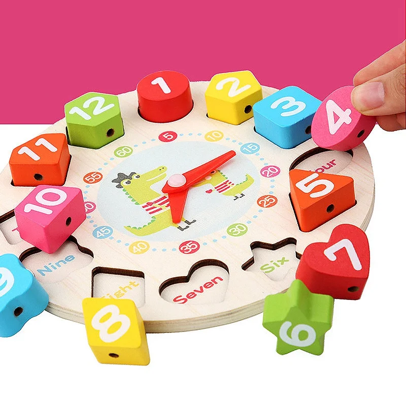 Wooden Clock Digital Geometry Cognitive Matching Educational Toys Baby Learning Toys Colorful Learning Clock Kids Wooded Toys