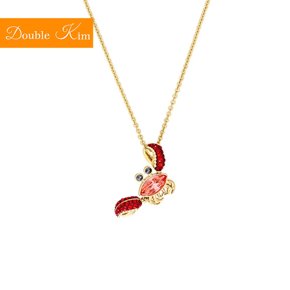 

Small Crabe Zircon Pendant Necklace Titanium Stainless Steel Inlaid Zircon Rose Gold Chain Necklace Trendy Women Jewelry