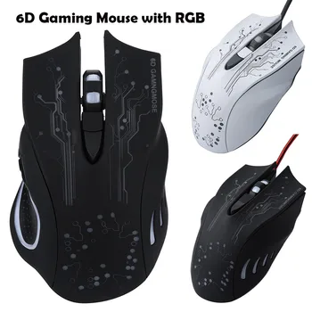 

USB Wired 5500dpi 6 Buttons Optical Gaming Mouse LED Backlight For PC Computer Laptop 6D Button 16 Million Kinds Of RGB