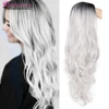 Doris beauty Synthetic Long Wavy Ombre Gray Wig for Woman Cosplay Wig Brown Red Black Blonde Heat Resistant Fiber 1