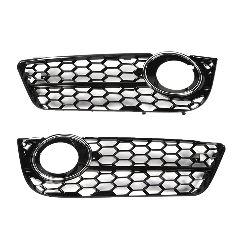

Mesh Honeycomb Fog Light Grilles Hex Front Bumper Lower Fog Light Lamp Grilles Replacement for Audi A5 2008-2011 Chrome