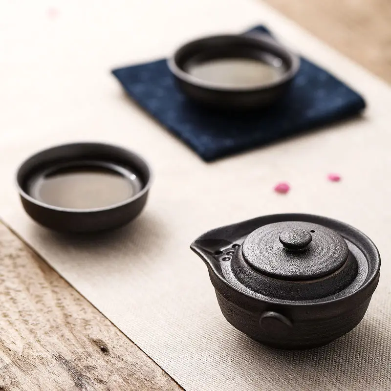 Chinese Kung Fu Tea Set 1teapot 2teacups Travel Ceramic Pottery Tea Cups for Teaware Outdoor Cups Of Ceremony