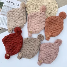 Новинка; зимняя шапка для маленьких девочек с помпонами; вязаная плотная детская шапка; шапка для маленьких мальчиков; теплые шапки эльфа для малышей; 1 шт