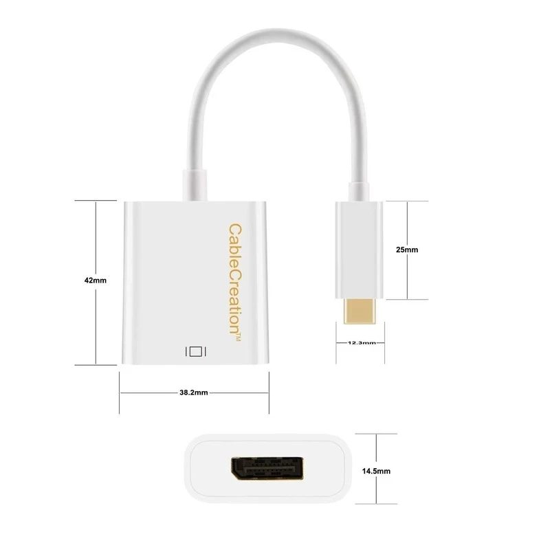 

Адаптер TYPE-C в DP, конвертер USB Type-C в DP, совместим с MacBook Pro 2019/2018, Surface Book 2, MacBook Air