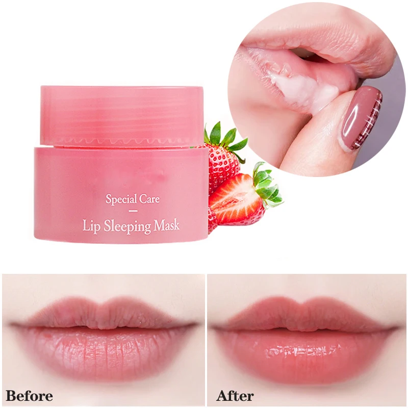 Корейская маска для сна для губ, увлажняющий бальзам для губ для ночного сна, розовый отбеливающий питательный крем для ухода за губами, 3г