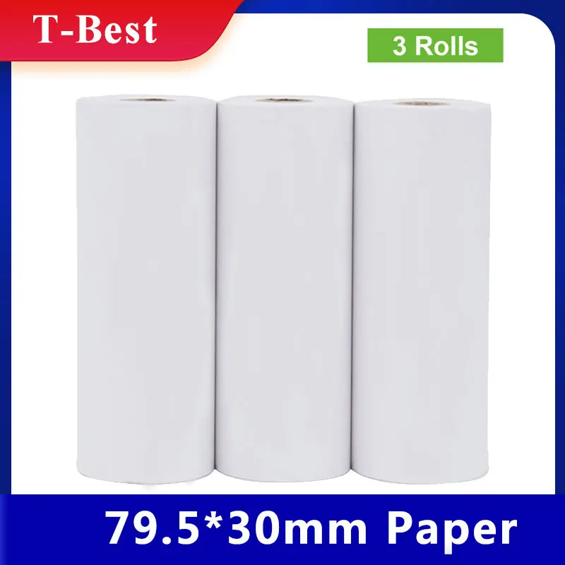 3 rollos 79,5*30mm no adhesivo/papel adhesivo térmico autoadhesivo sin BPA de larga duración 10 años de papel para impresora Poooli L3