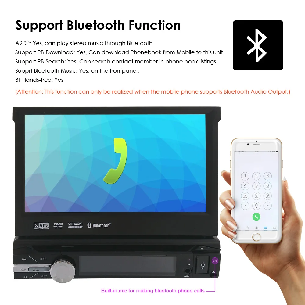 Best 7 inch 1 Din Android 9.0 2GB+16GB Universal 1080P Car DVD Player Digital touch screen Car Media Player DAB+ DVR OBD2 Free camera 6