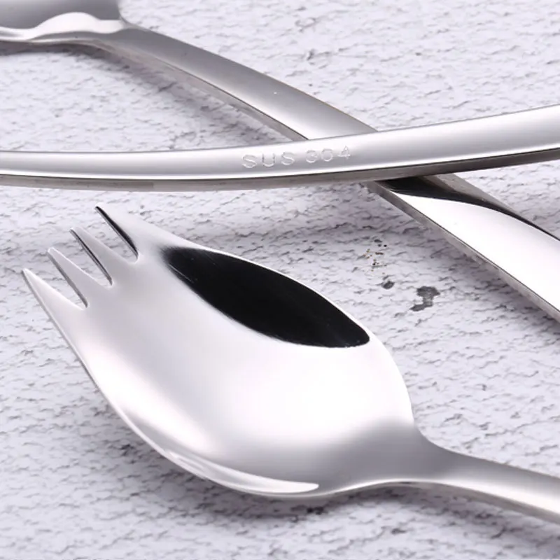 304 из нержавеющей стали Ложка Вилка цельная креативная ложка Spork ложка сыворотка еда sha la shao cha салат вилка ложка настраиваемые, с логотипом
