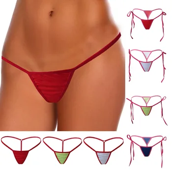 

Tie-up Mini Coverage Thong Micro T-back Bikini Bottom Panties for Beach Swimming Party H9