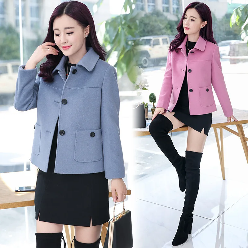 Осенняя новая Корейская короткая куртка, женское облегающее пальто в повседневном стиле, для похудения, дикое шерстяное пальто, темпераментное модное пальто