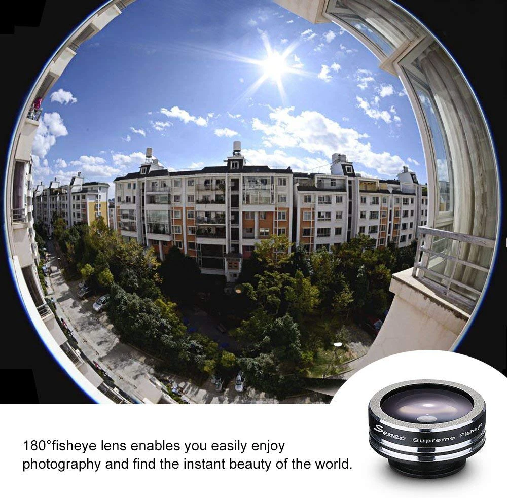 Seneo EF1 3 In 1 Angle Macro Fisheye Lens Camera Kits Mobile Phone Fish Eye Lenses With Clip 0.67x Wide Angle for iPhone Samsung (4)