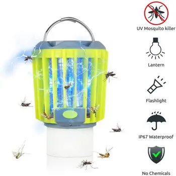 

5V/2200mAh USB Bug Zapper 3 In 1 Rechargeable Mosquito Killer Camping Lamp LED Lighting Waterproof Noise-free Mosquito Trap