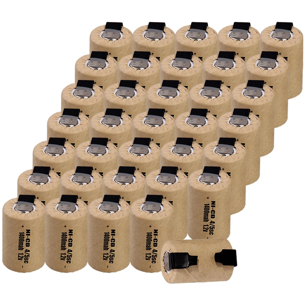 35 шт 4/5SC батареи 1,2 V батареи для электроинструментов 1400mah nicd 3,3 cm* 2,2 cm цвет случайный