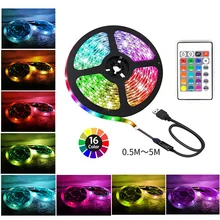 

LED Strip Lights TV Background and Home Decor 5V Safety 5050RGB Colorful 24keys Remote Control USB Neon Light for Room Lighting