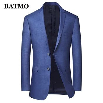 

BATMO 2020 new arrival spring&summer thin casual plaid blazer men,men's grey suits jackets ,XZ1983
