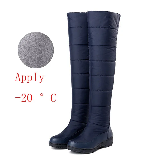 Long-legged Wedge Heel Boots Over Knee Plus Velvet Sleeve middle-aged Lady Mother Down Snow Boots Winter knee-high Boots HX-53