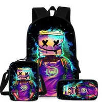DJ Marshmallow Three Piece Backpack All Match Electronic Music Marshmello School Bag High School Student Travel