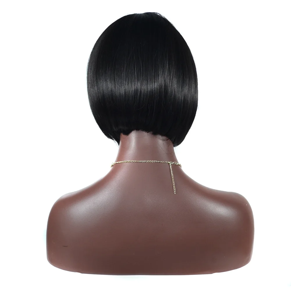 Alororo 10 дюймов Синтетические парики короткие прямые волосы с челкой черный коричневый красный парик для модных женщин гламурный парик