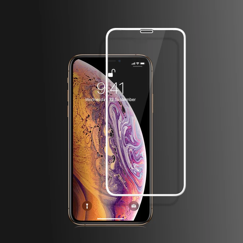 White Swalle 9D Защита экрана для телефона 8 7 6 Plus защитное стекло 9H полное закаленное стекло для телефона 11 Pro Max X XR XS Max - Цвет: White