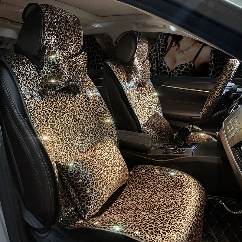 2019 NEW Fashion Leopard Print Universal Car Seat Covers Short Plush