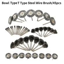 Brosse métallique en acier de Type T, 45 fois/bol/mini/brosses de nettoyage/brosse de nettoyage en Jade de noyer/outils