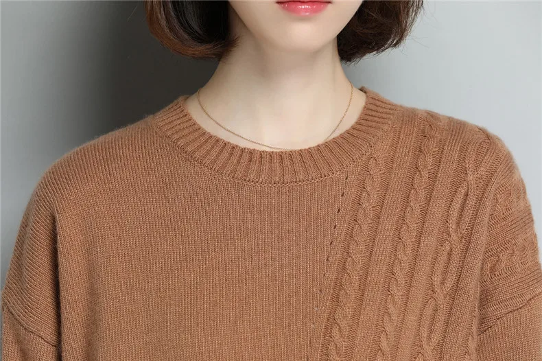 XJXKS Round neck long sleeve women sweater autumn winter new large size comfortable cashmere knitted sweater women pullover