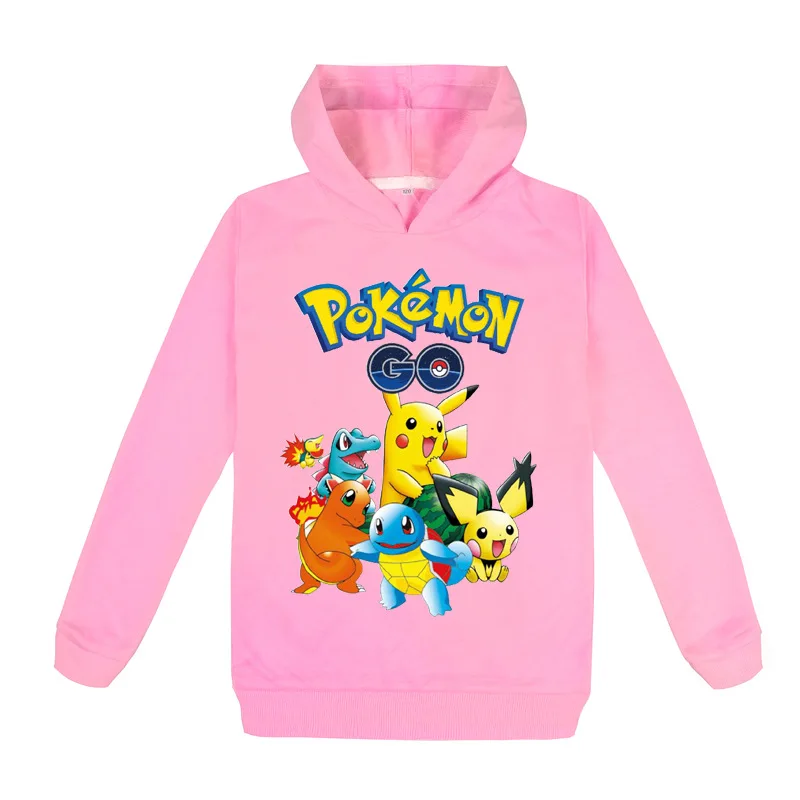 

Games Pokemon Go Boy Girl Pullover Long Sleeve Fashion Pikachu Cotton Hooded Sweatshirt Children Chirstmas Streetshirt Cool Tops