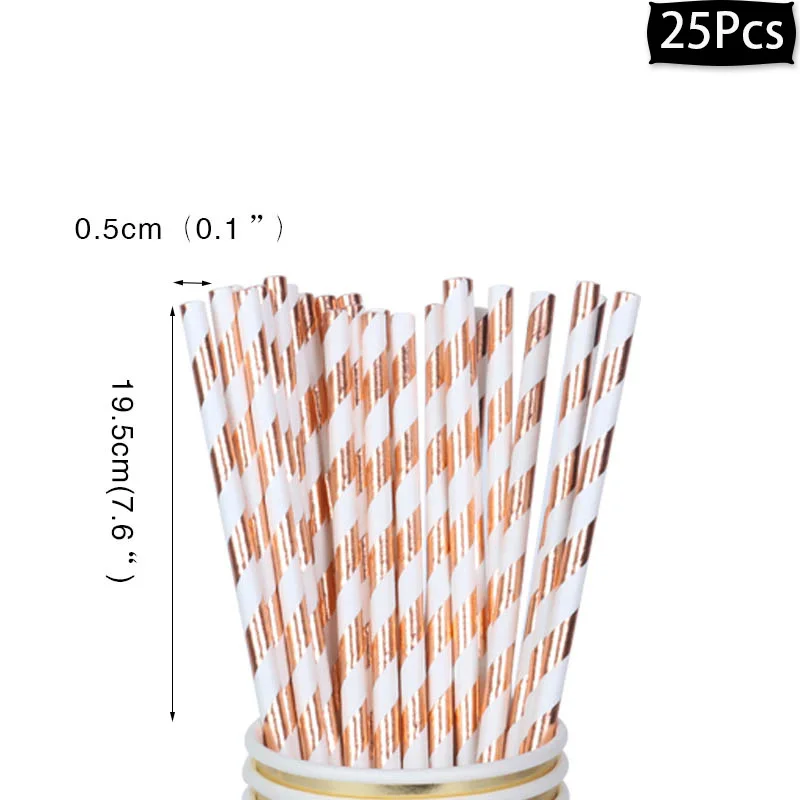 25Pcs Straws WEIGAO розовое золото День рождения воздушных шаров из латекса, счастливый 30/40/50/60th день рождения Deocr взрослых Юбилей событие надувные шары для вечеринки - Цвет: 25Pcs Straws
