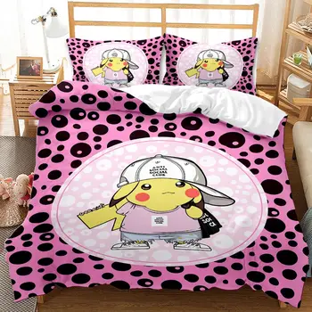 

Hot Sale Pokemon Cartoon Pattern 3D Bedding Set Printed Duvet Cover Set Twin Full Queen King Size Dropshipping