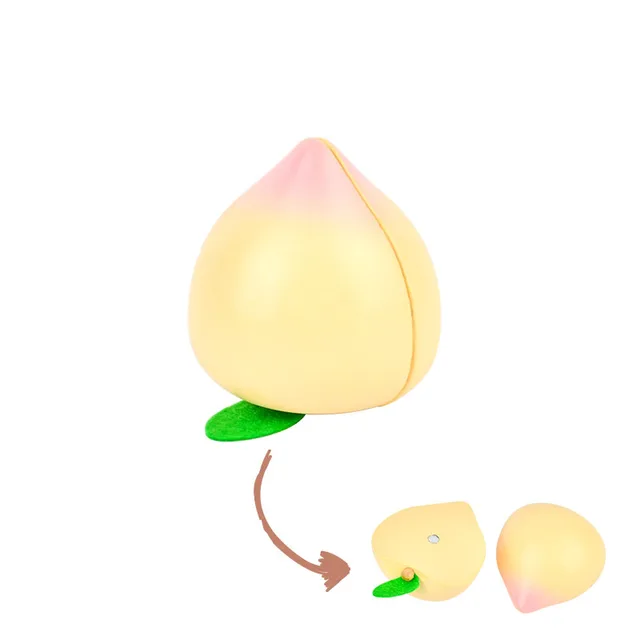 [Toy Woo] Wooden Cutting Kitchen Toy Pretend Play Fruit Vegetable Baby Educational Food Toys Children's Kitchen Play Gifts Juicy peach