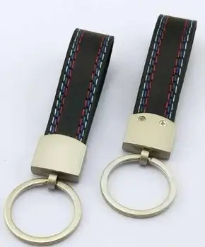 

Wholesale 10PC leather Car Keychain Key Ring Metal Keyring for BMW M Performan audi sline rs vw R Auto Key Chain car-styling