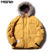 Misniki/ мужские зимние куртки с меховым воротником и воротником, Мужская парка с хлопковой подкладкой, уличная верхняя одежда в стиле хип-хоп, JP15