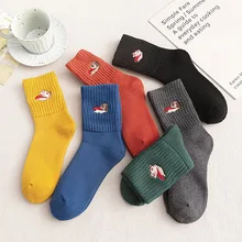 Вышитые женские Носки с рисунком поросенка, собаки, Супермена, зимние пушистые женские носки, утепленные, Прямая поставка, 1 пара