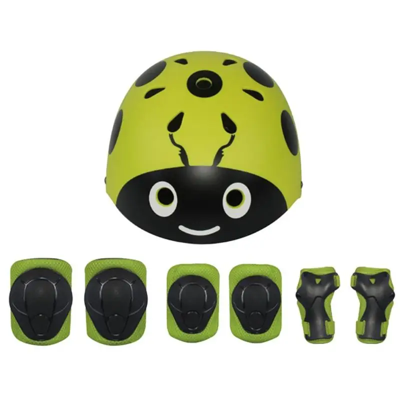 Black yellow green 7 шт./компл. Мультфильм Дети катание на велосипеде шлем практичный велосипед Локоть Колено запястье защитные накладки необходимые для катания на открытом воздухе Принадлежности - Цвет: Black yellow green