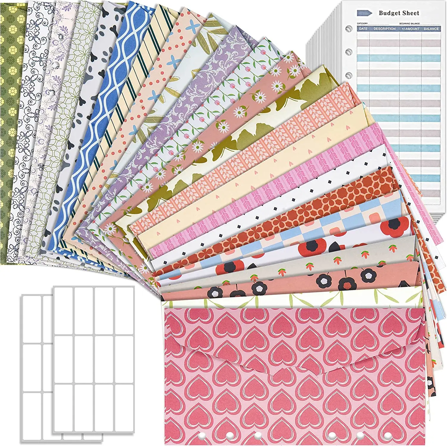 Cash Envelopes for Budgeting,24 Assorted Colors A6 Budget Binder Envelopes and Expense Tracker Budget Sheets, for Planner