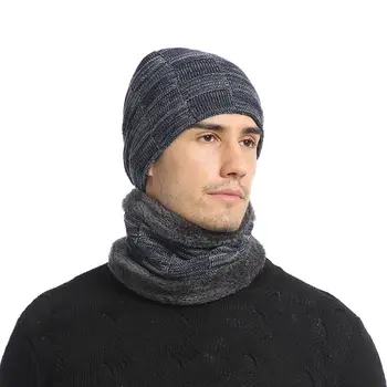 

Unisex Winter Jacquard Plaid Knit Beanie Hat Scarf Set Ski Skull Cap Neck Warmer 40JF