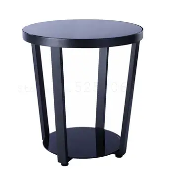 

Nordic Modern Simple Sofa Side Cabinet Mini Tea Table Corner Living Room Balcony Iron Glass Small Round Table