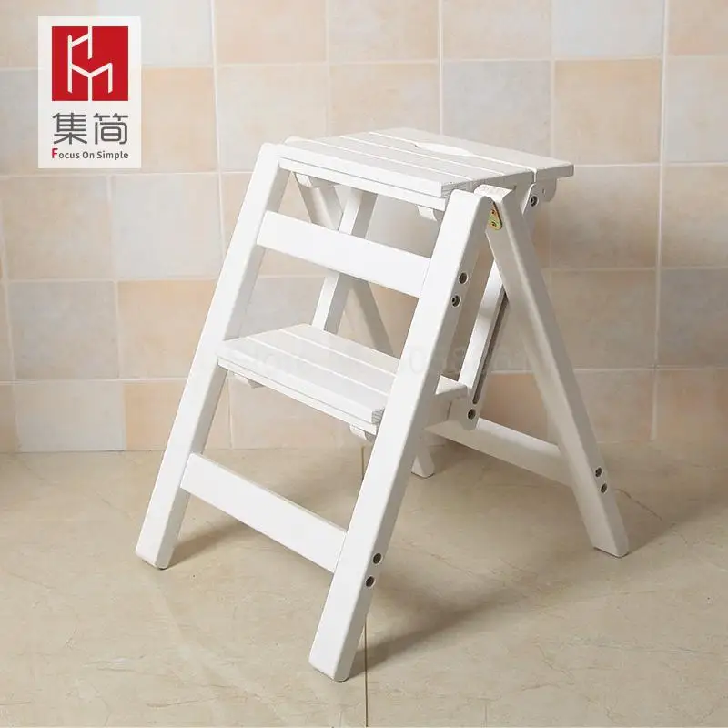 Многофункциональная складная лестница из цельного дерева для дома, стул для помещения, передвижная лестница для скалолазания, четырехступенчатая лестница - Цвет: ml11