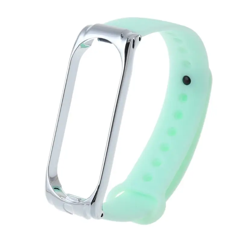 Силиконовый углепластиковый футляр для часов Ремешок для Xiaomi Mi Band 4 металлический корпус браслет - Цвет: Зеленый